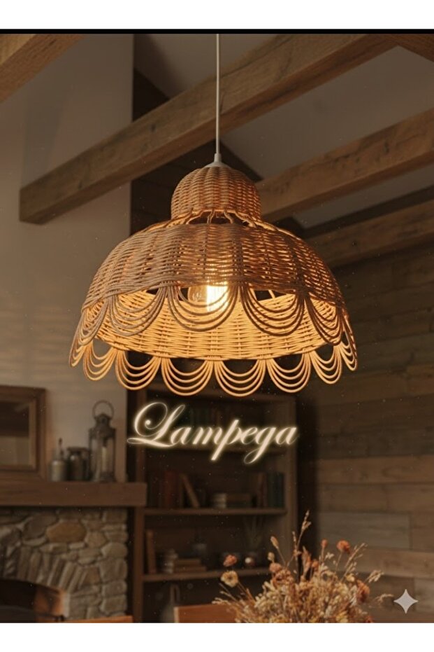 rattan bambu hasır avize - 1