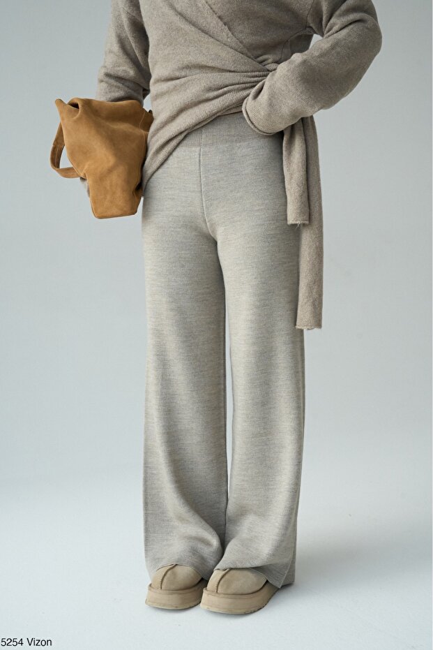 Women's Anthracite High Waist Basic Knitwear Trousers