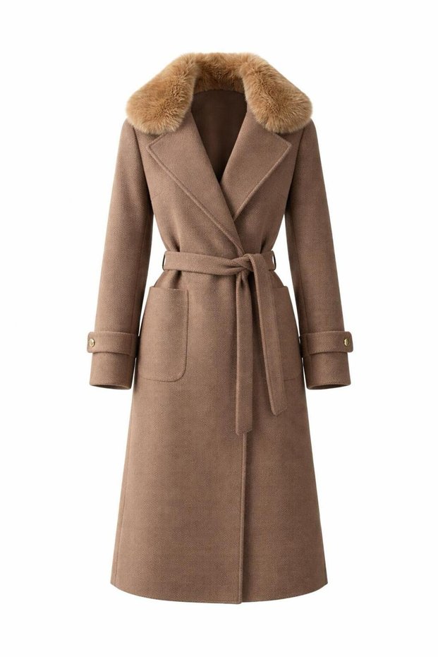 Aurora Fur Collar Cashmere Coat