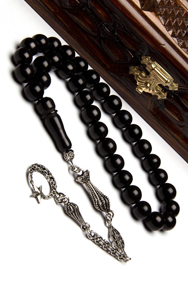 Men's Father's Day Alpaca Tasseled Crescent and Star Model Oltutaşı Oltu Rosary