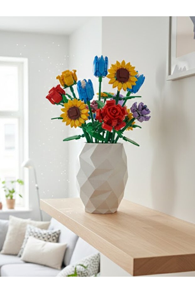 Lego Flower Compatible Gift Vase Cobalt (Flowers Not Included)