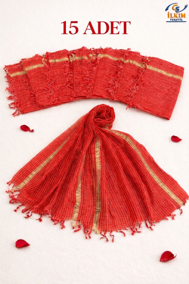 Red Bridesmaid Shawl, Bridal Car Wedding Convoy Circumcision Towel Decoration, Henna Night Gift 15 Pieces