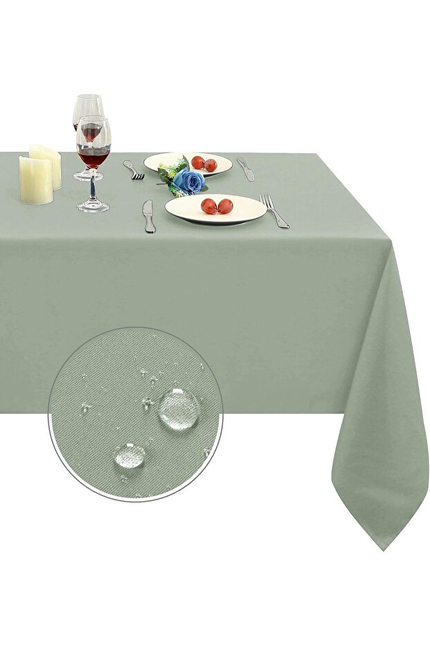 Stain and Liquid Resistant Carefree Linen Tablecloth 120X170Cm