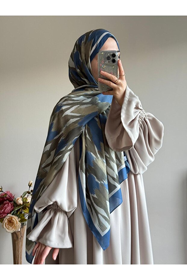 Zebra Pattern Shawl-Indigo - 2