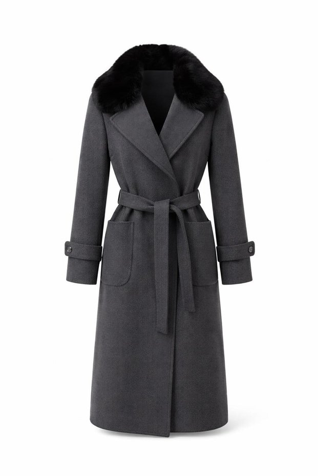 Aurora Fur Collar Cashmere Coat
