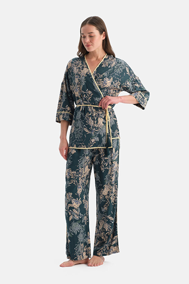 بنطلون منسوج منقوش - 1