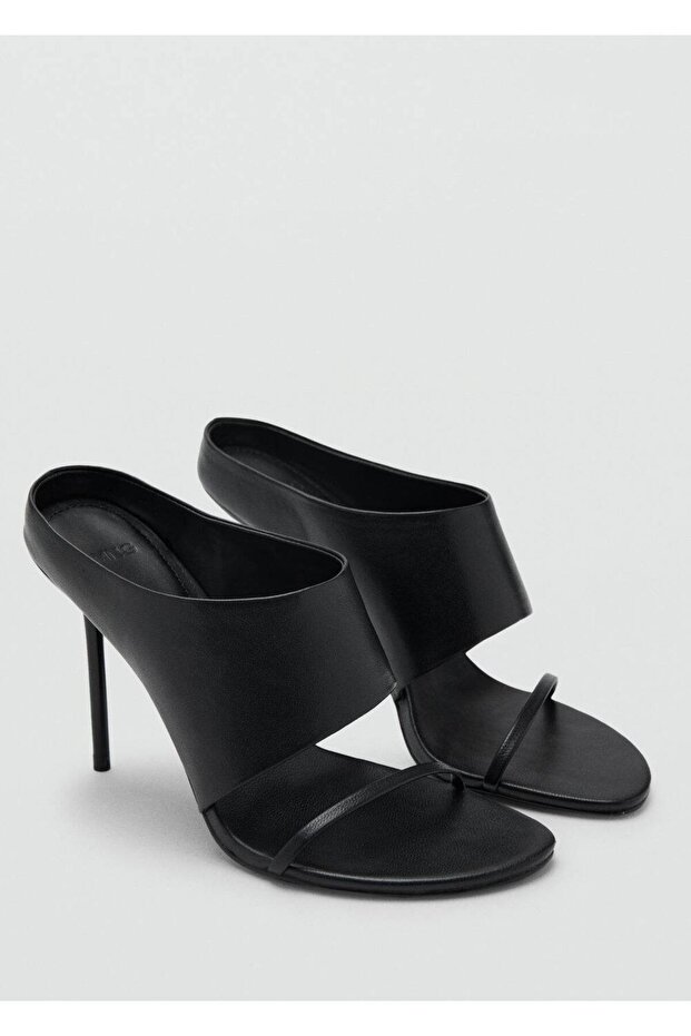 Bantlı topuklu deri sandalet - 1