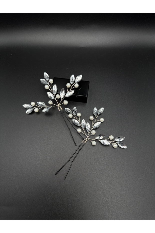 Pearl and Crystal Detailed Bridal Hair Clip – Set of 2