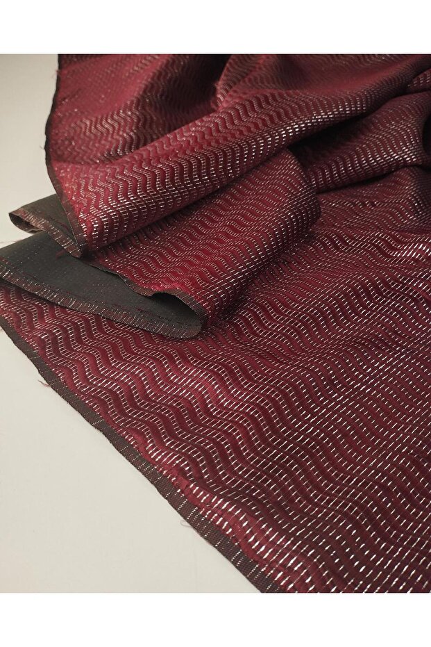 Brocade Fabric in Burgundy Color (Width 160 cm X Length 295 cm)