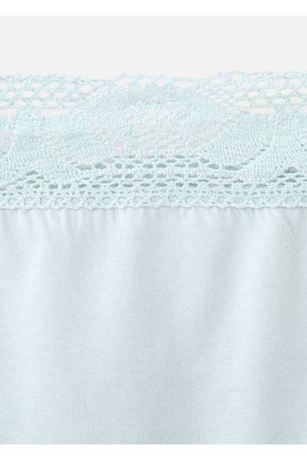 Pamuklu dantel detaylı gecelik - 5