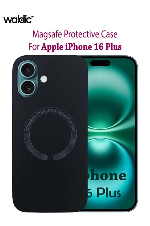 غطاء خلفي متوافق مع نظام ماج سيف لهاتف آيفون 16 بلس من آبل - أسود - 1