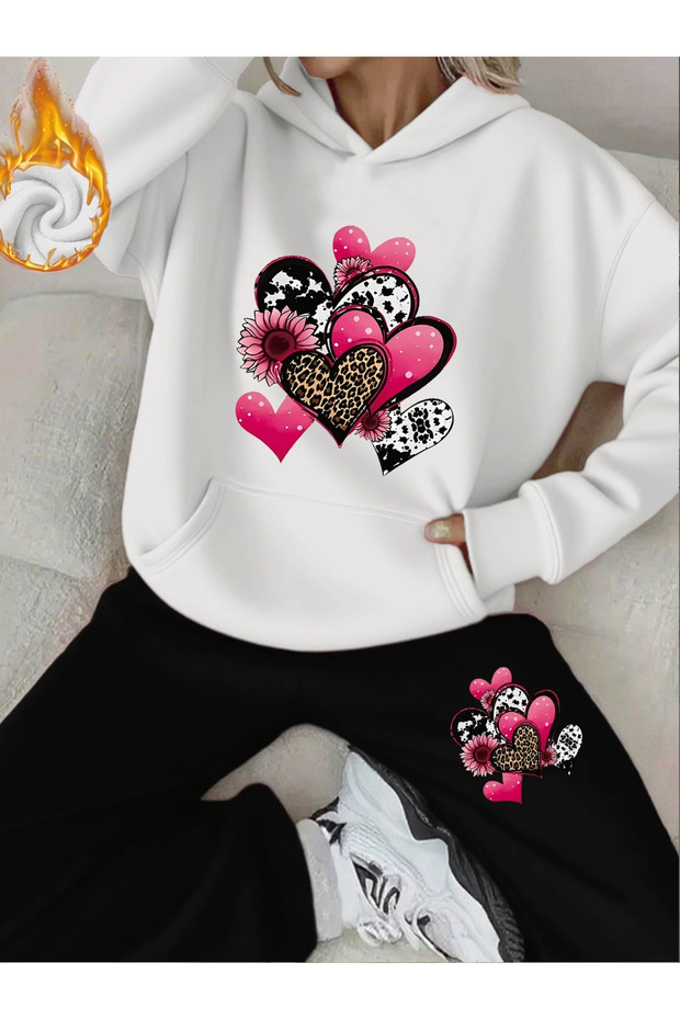 Kalp Stylish Women's K Hooded Tracksuit Set in Pink Color