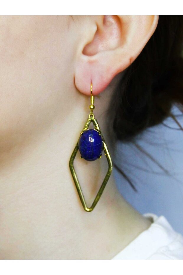 Natural Stone Lapis Natural Stone Women's Earrings Euku34L