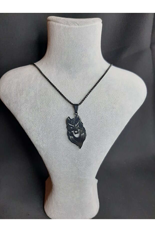 Wolf Iconic Steel Necklace 3.5cm Black Unisex Style Necklace