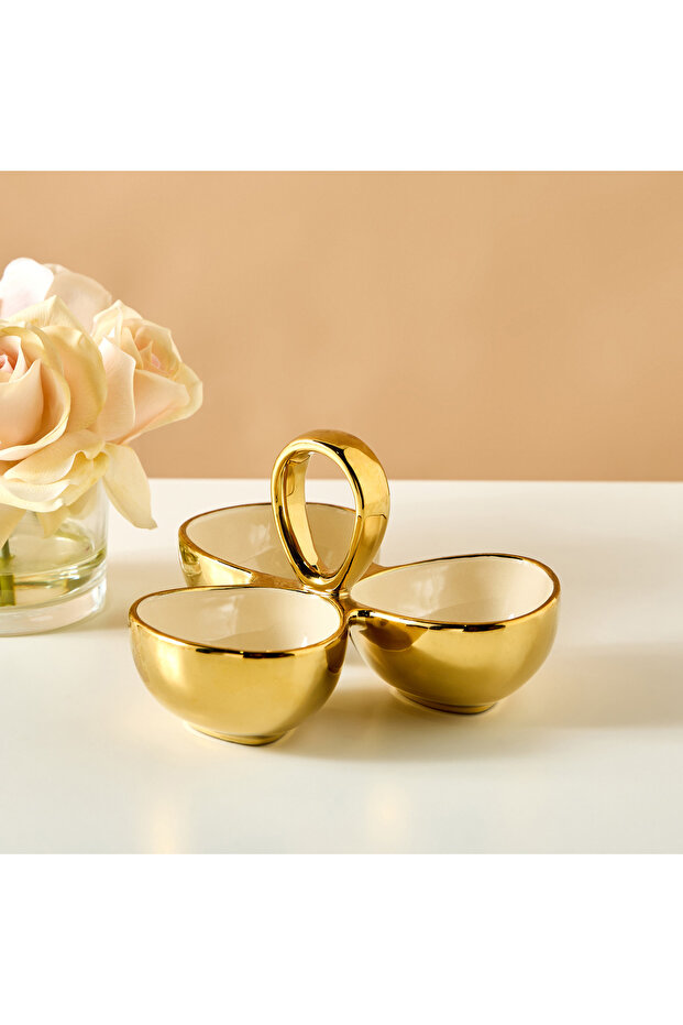 Evoque Three-Section Porcelain Nut Bowl - 20x20 cms