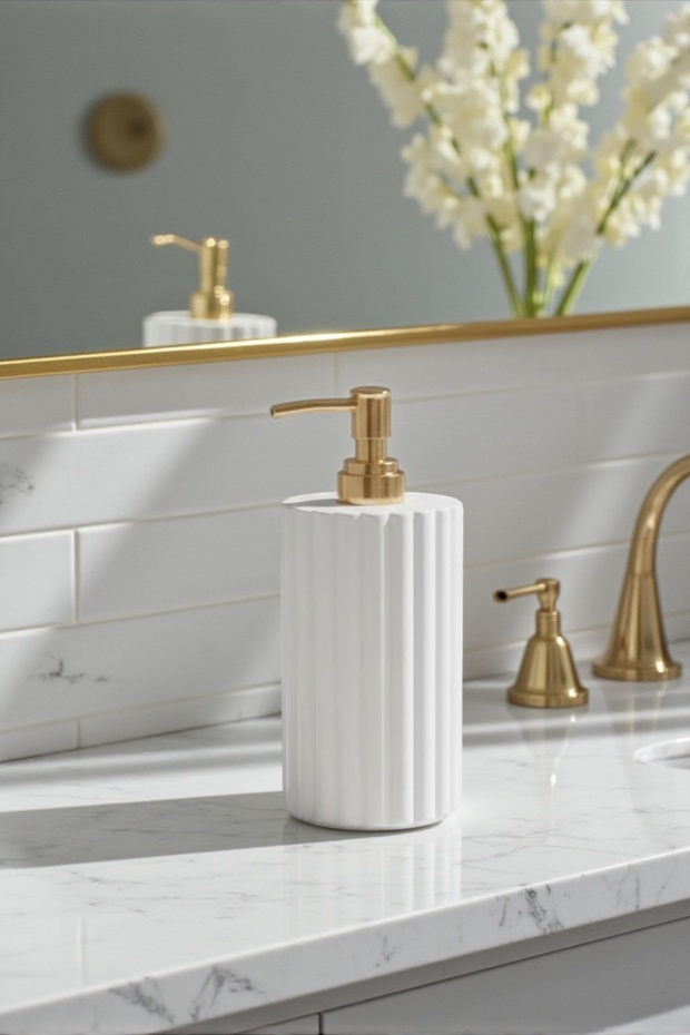 Concrete single soap dispenser with gold head (250ml)