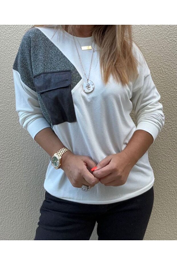 Blouse Leather Fabric Pocket Detail