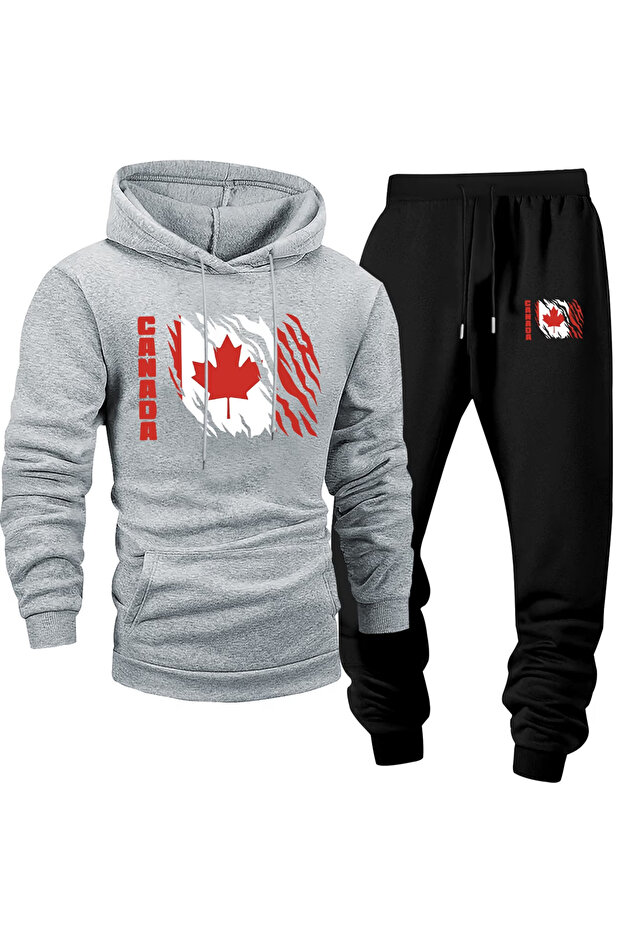 Canada printed Hooded tracksuit set - Hooded sweatshirt top and bottom set