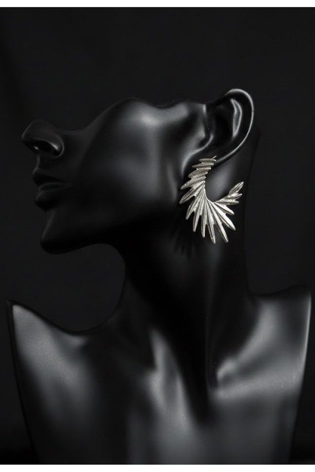 Silver Color Wing Metal Earrings (Product Size 7 cm)