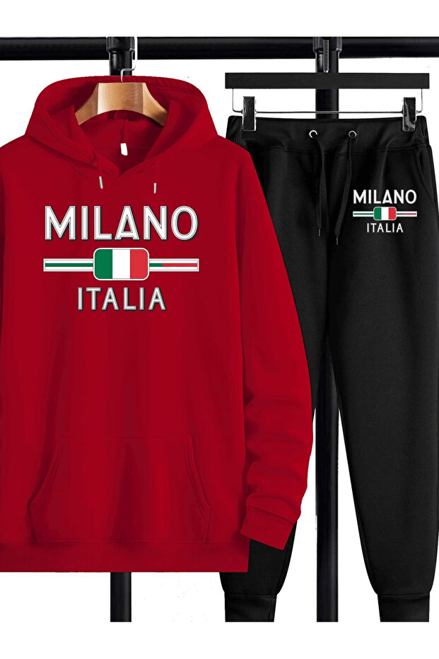 Milano Printed Women'S/Men's Unisex Oversized Hooded Tracksuit Set