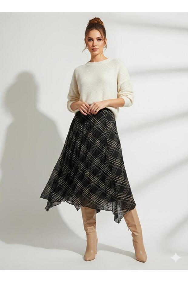 EKOSE DESENLİ ŞİFON ETEK - 1