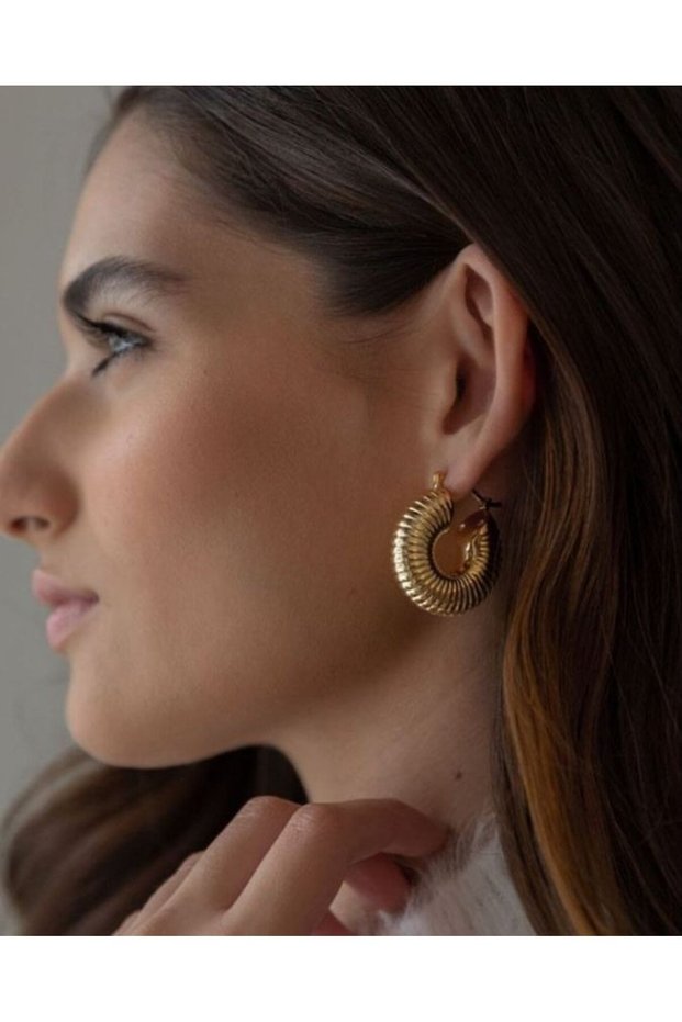 Steel Vintage Textured Luxury Curved Steel Hoop Earrings