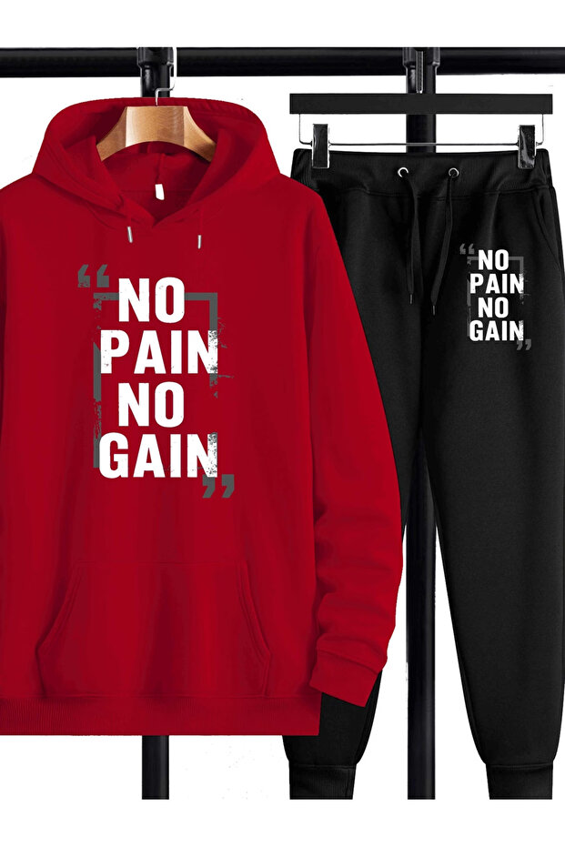 No pain printed Hooded tracksuit set - Hooded sweatshirt top and bottom set