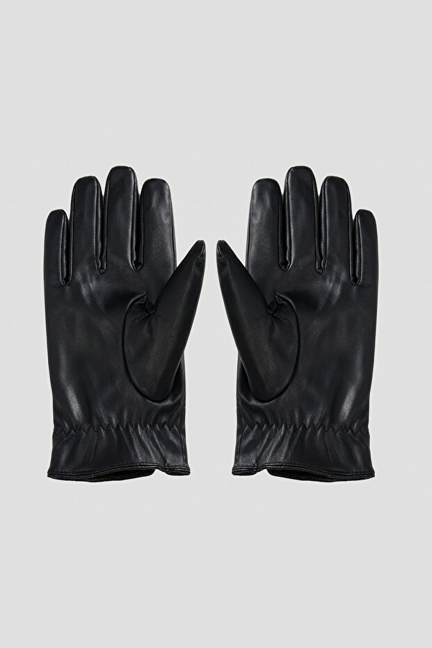 Siyah Suni Deri Eldiven - 4