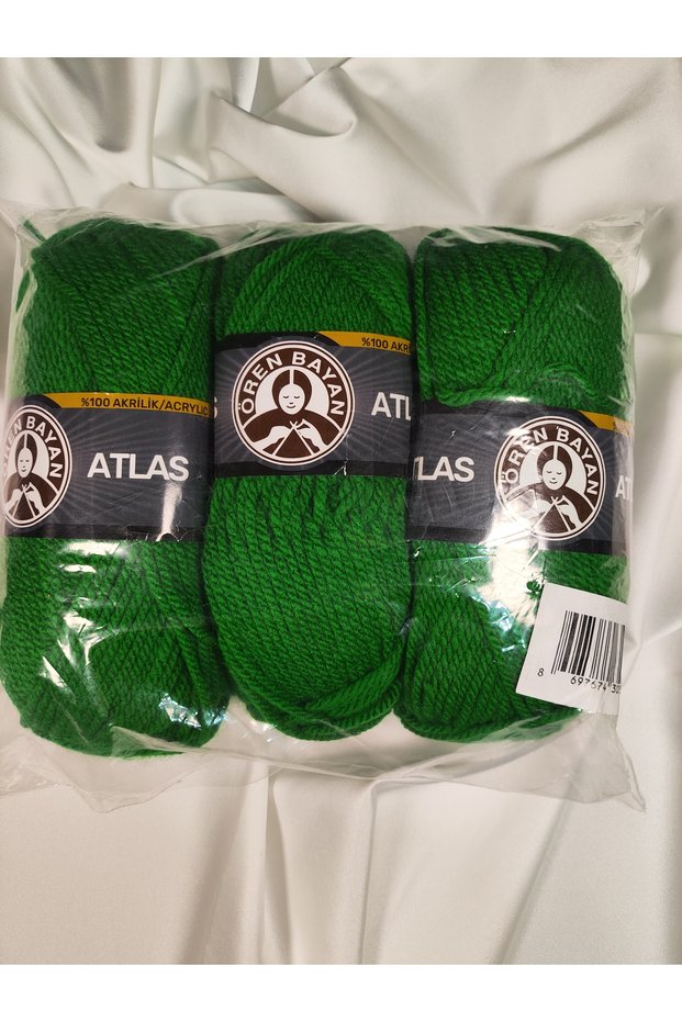 Atlas Green Hand Knitting Yarn (3 Pieces) - Color: 120