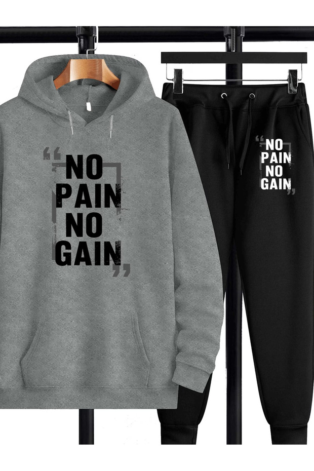 No pain printed Hooded tracksuit set - Hooded sweatshirt top and bottom set