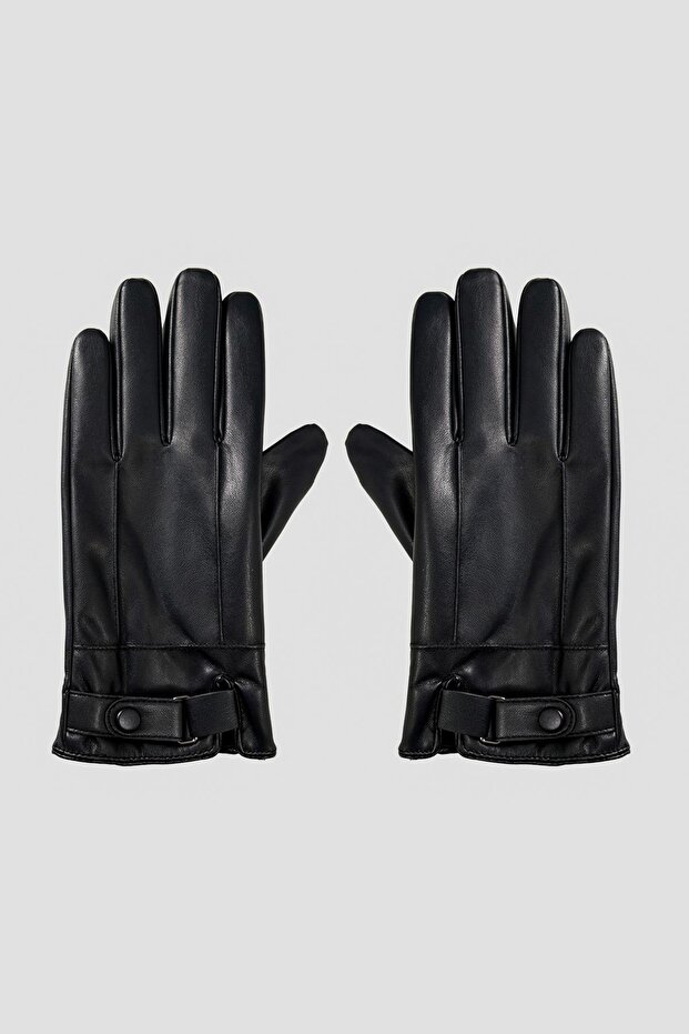 Siyah Suni Deri Eldiven - 2