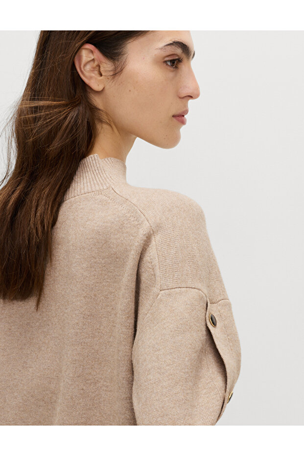 Soft Touch Düğme Detaylı Triko - 4