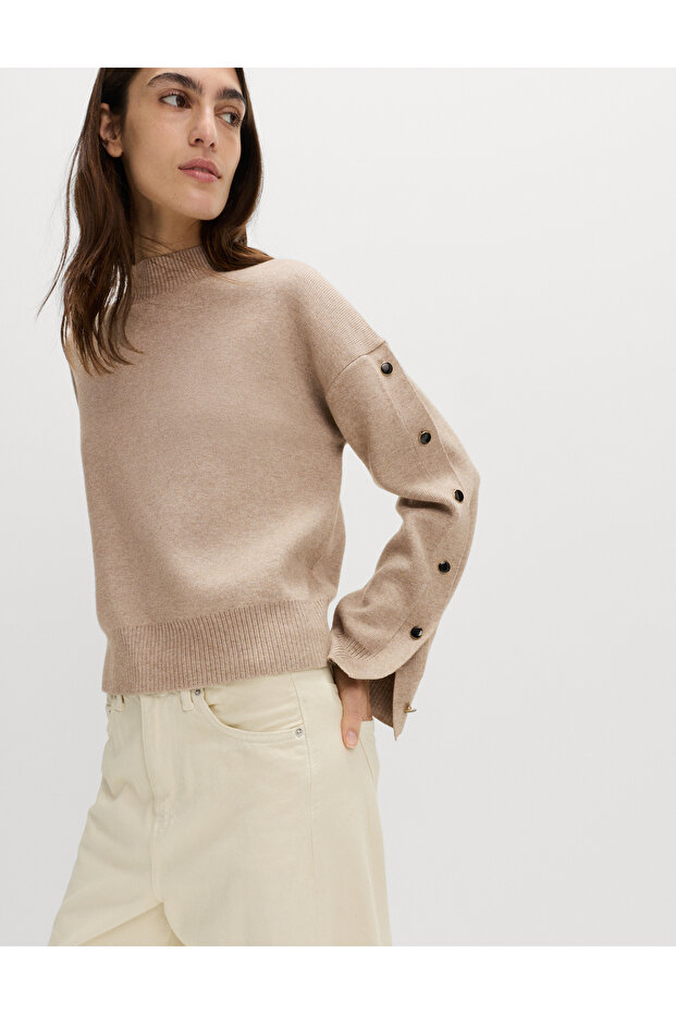 Soft Touch Düğme Detaylı Triko - 1