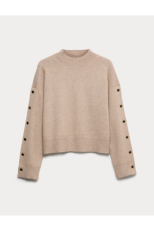 Soft Touch Düğme Detaylı Triko - 2