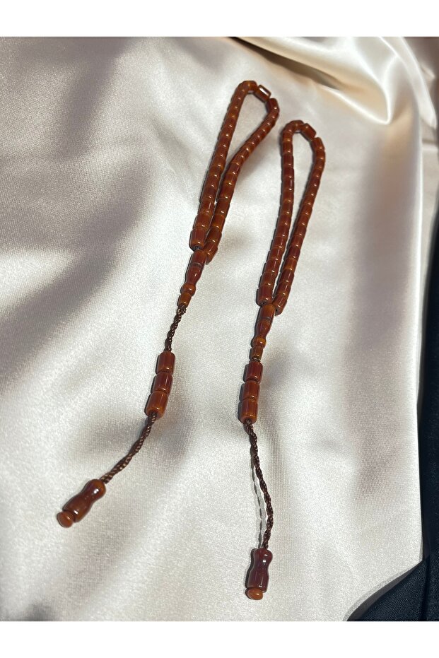 Tile Color Crimped Amber Rosary