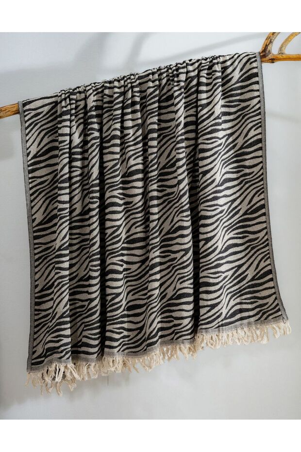 100% Cotton Sofa Throw Tv Blanket, Black Zebra 130X170 cm High Quality Cotton Fabric