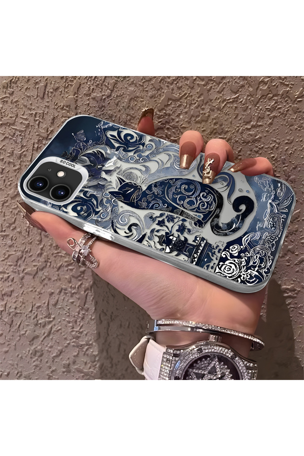 iPhone 12 Compatible Silicone Edge Hard Back Anti-Fall Case Classic Pattern - 2