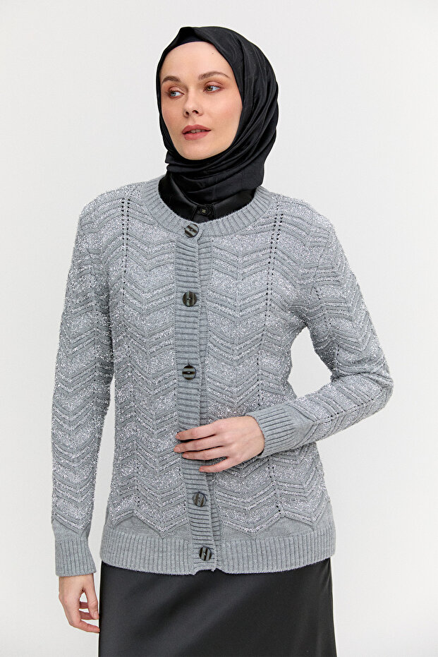 Sim Detaylı Triko Hırka - 3