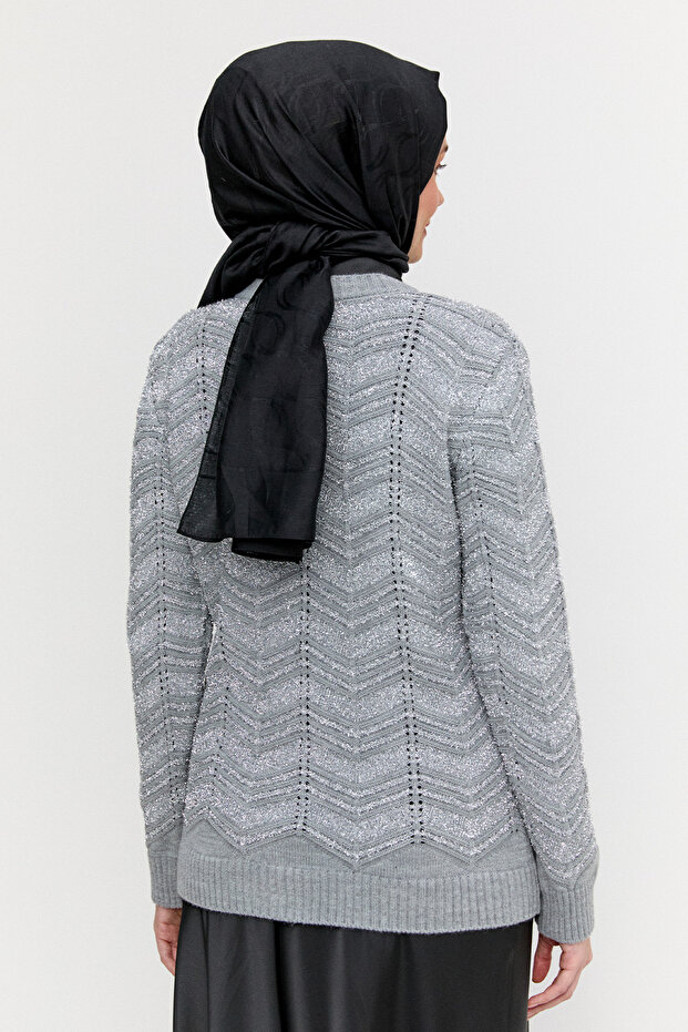 Sim Detaylı Triko Hırka - 5