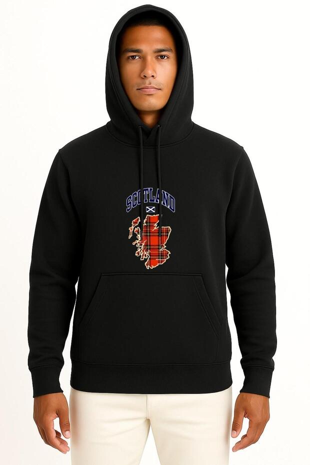 Hooded Scotland Map and Flag Chest B Printed Unisex Sweatshirt