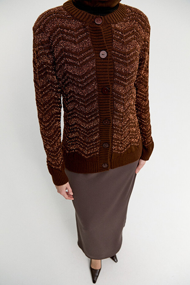 Sim Detaylı Triko Hırka - 5