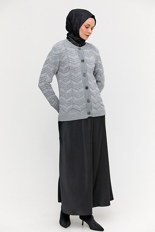 Sim Detaylı Triko Hırka - 2