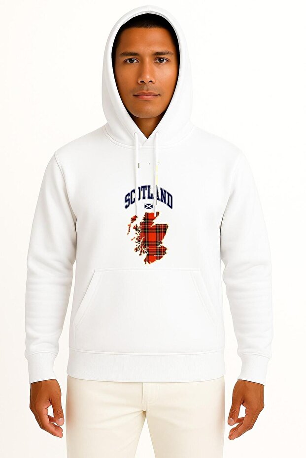 Hooded Scotland Map and Flag Chest B Printed Unisex Sweatshirt