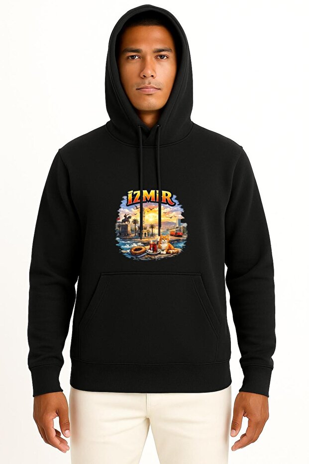 Hooded Izmir Special Design Chest B Printed Unisex Sweatshirt