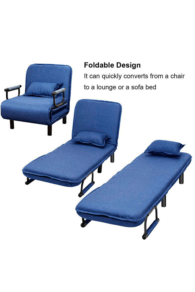 أريكة سرير قابلة للتحويل باللون الأزرق الداكن - 3