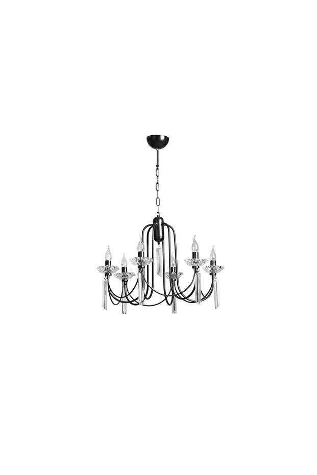 KONTES ALTILI RUSTİK AVİZE, SİYAH - 1