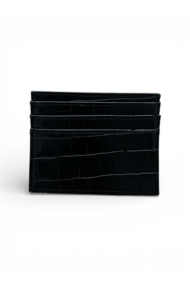 6 Compartment Black Color Croco Card Holder