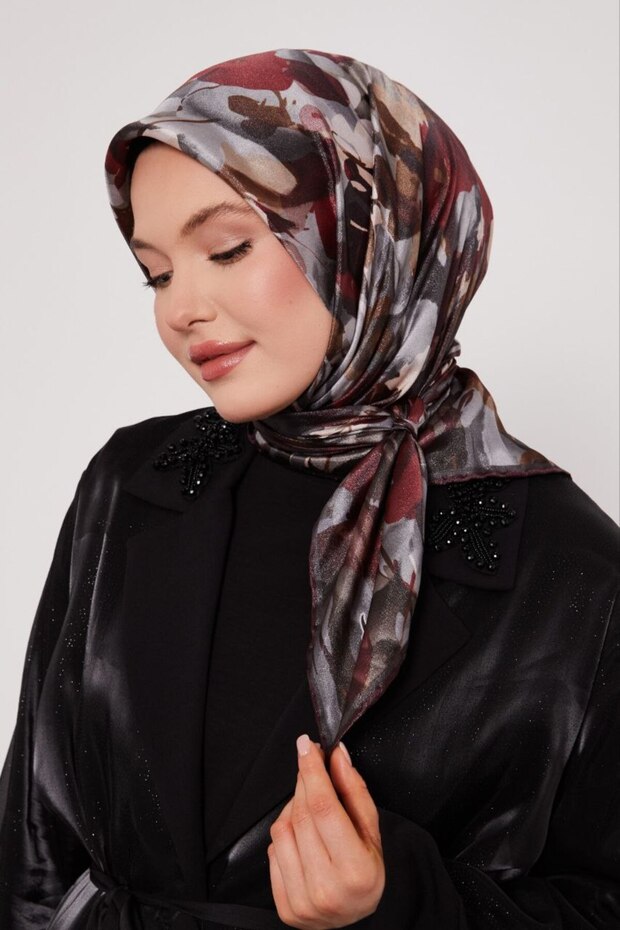 وشاح كريستالي لامع بنمط زهرة الظل الباتيك - 1