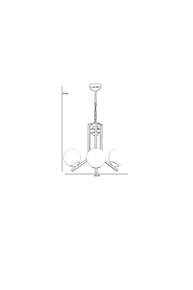 YENİ RUBY ÜÇLÜ ESKİTME BEYAZ CAMLI AVİZE - 3