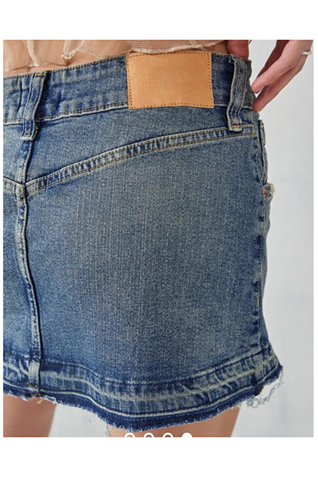 EXTREME DENİM MİNİ ETEK - 4